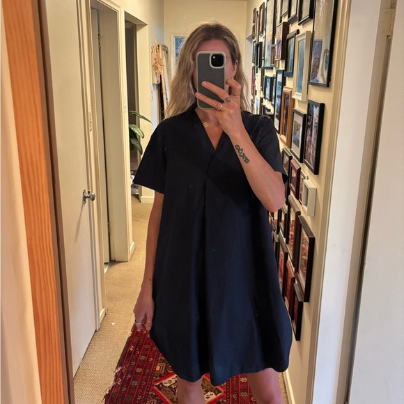 COS Black V-Neck Shirt Tunic Tencel Minimalist Dress with Pockets - Picture 16 of 16